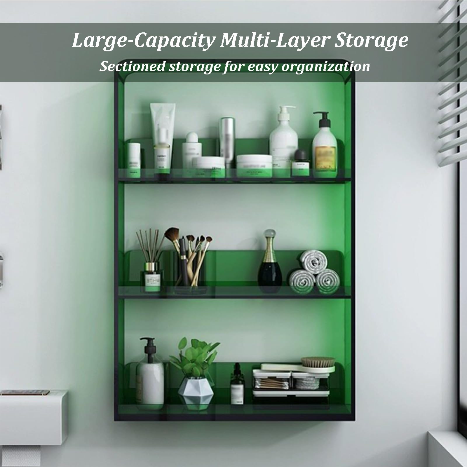 Estante De Almacenamiento Acrílico De Montaje En Pared, Repisas Flotantes De 3 Niveles, Organizador De Maquillaje Compacto para Dormitorio, Baño, Cocina Y Decoración(Transparent)