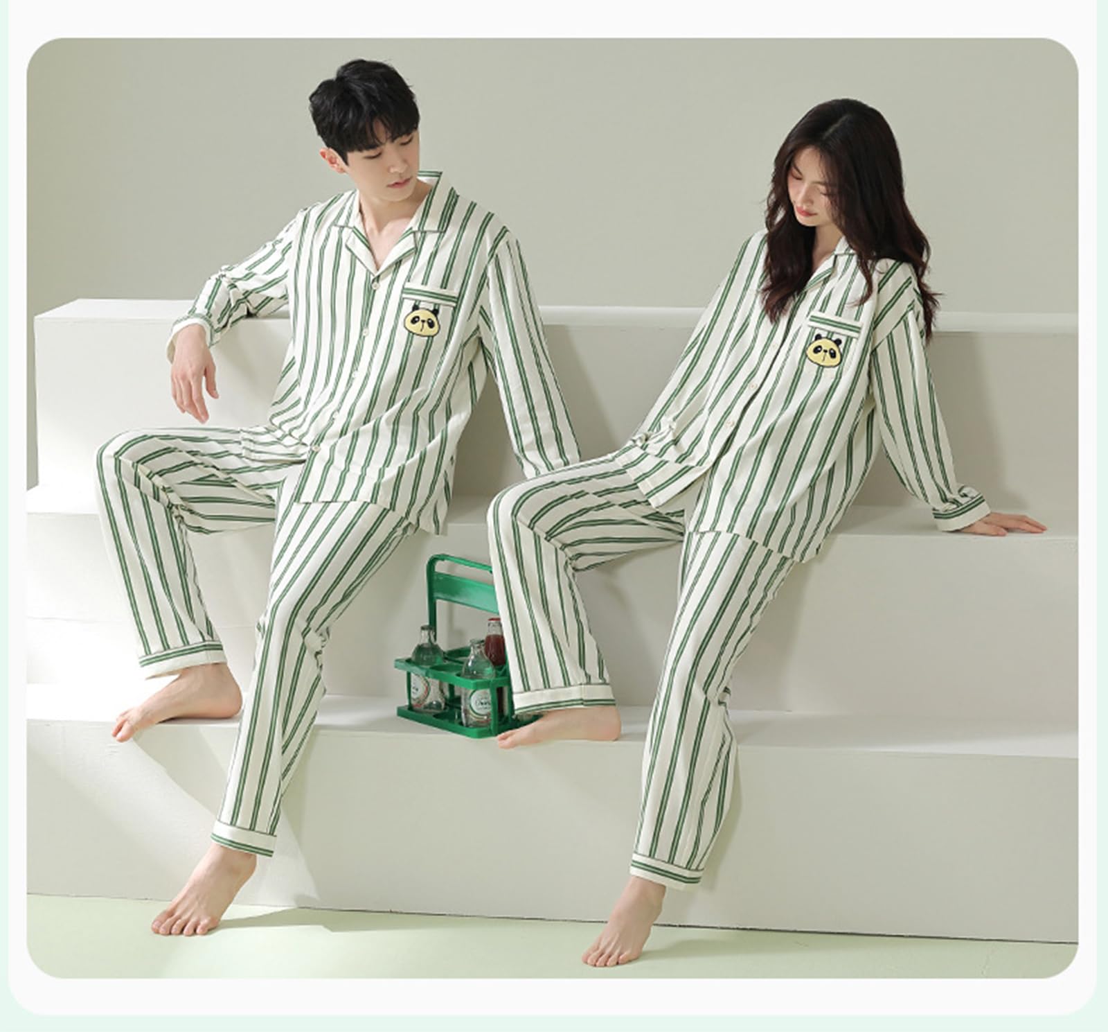Conjuntos de Pijamas con Botones para Mujer, Traje de Pijama de Manga Larga Ropa de Dormir de 2 Piezas Conjunto de Dormir de algodón cómodo y súper Suave Ropa de Estar por casa