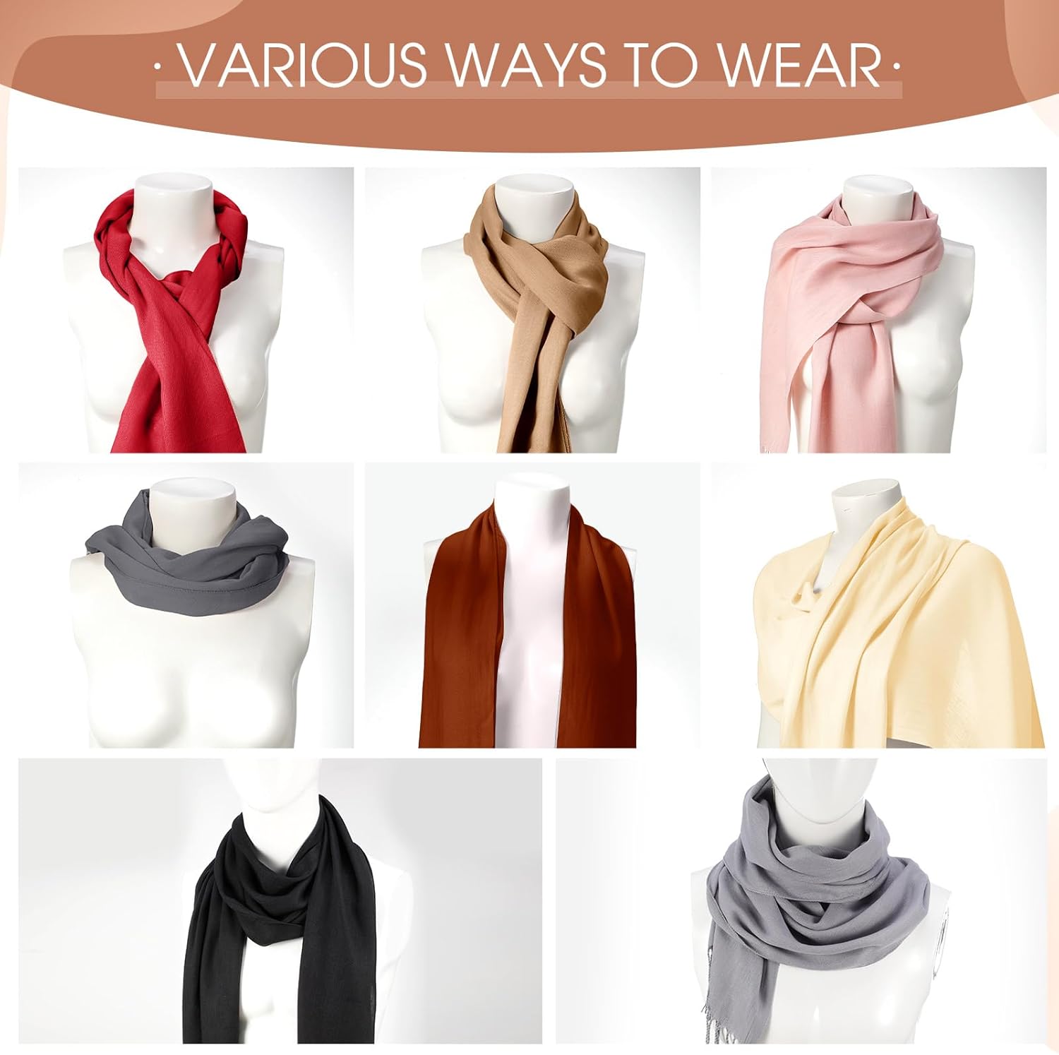 Suhine 8 Pcs Winter Scarves Bulk for Women Lightweight Blanket Scarf with Tassel Edge Pashmina Shawl for Women Men - Image 4