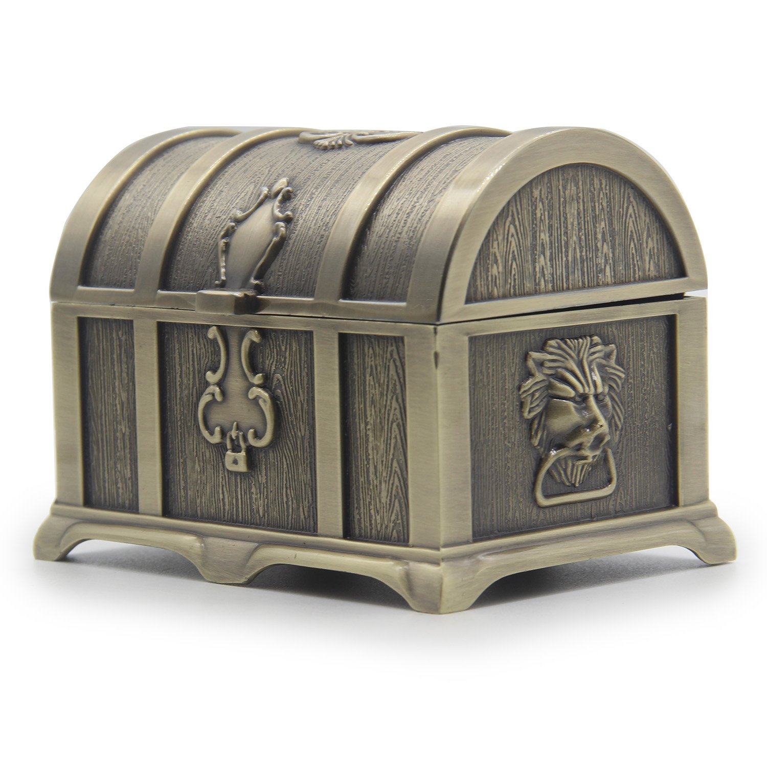 Aveson Girls Bronze Rectangle Vintage Metal Treasure Chest Trinket Jewelry Box Jewellery Organiser Storage Boxes Ring Case Gift For Ladies Women, Large,