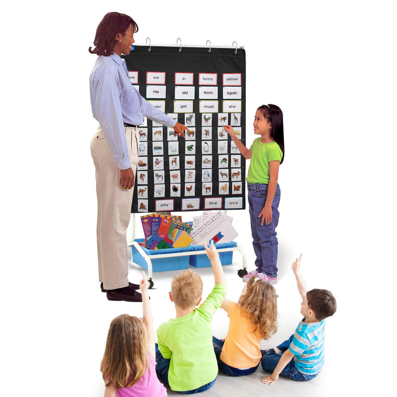 Buy Gamenote Classroom Standard Pocket Chart 34×44 Heavy Duty Hanging