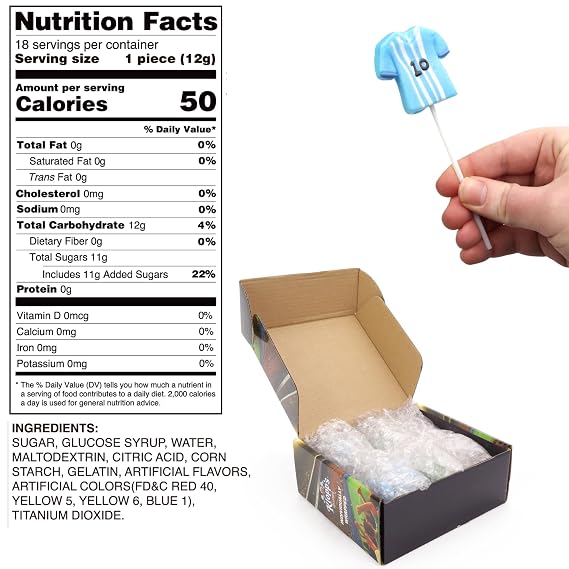 Soccer Lollipops, Ball, Jersey, and Field Individually Wrapped Suckers, Sports Team Party Favor Snack Candy and Goodie Bag Fillers, 18 Count