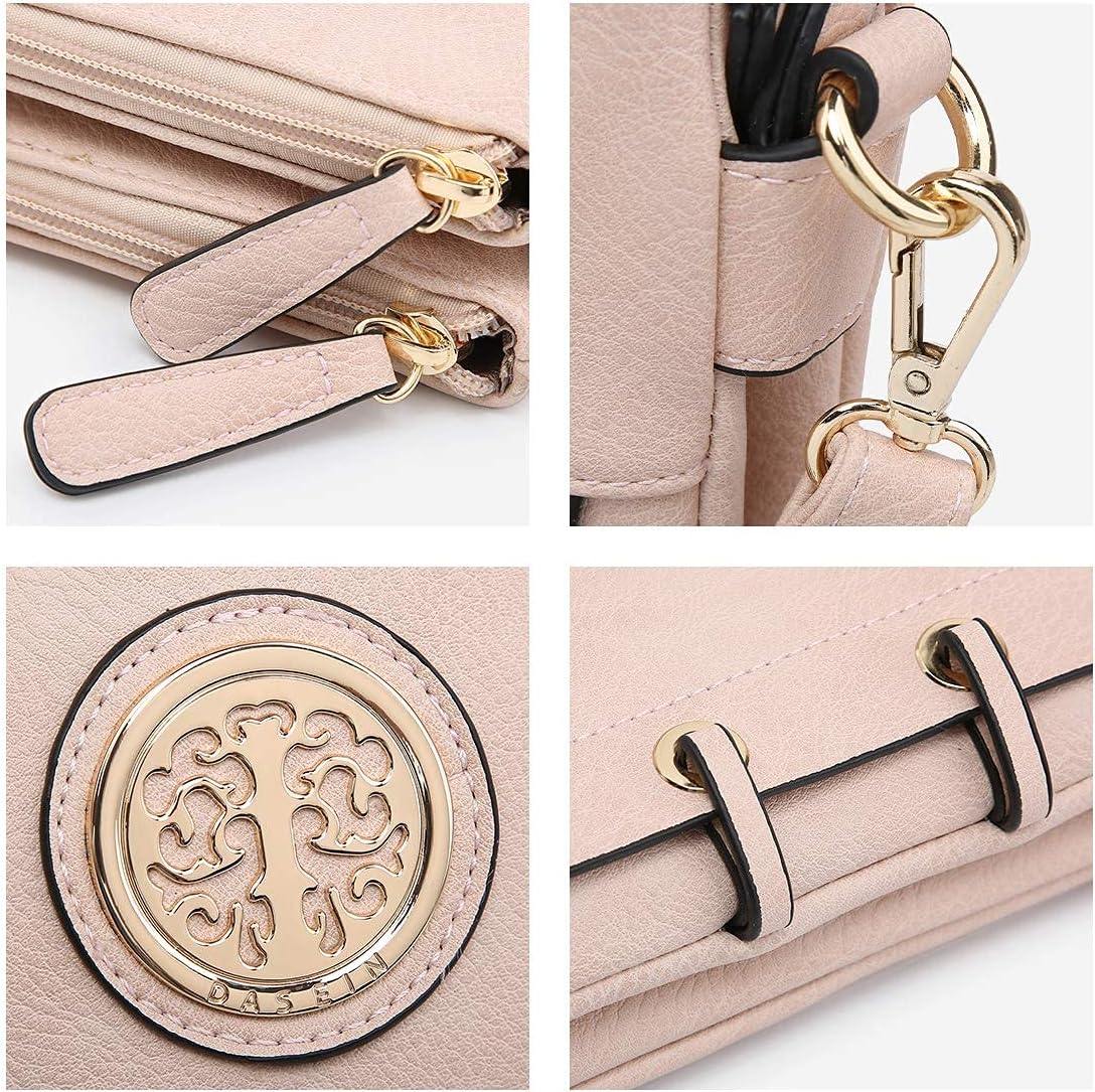 Dasein Women Lightweight Shoulder Purse Soft PU Leather Crossbody Bag Multi Pocket Travel Purses with Double Zipper - Image 4