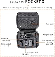 Vista 3 de Osmo Pocket 3 Funda de transporte, portátil de piel sintética, bolsa de viaje para DJI Osmo Pocket 3 Creator Combo Accesorios
