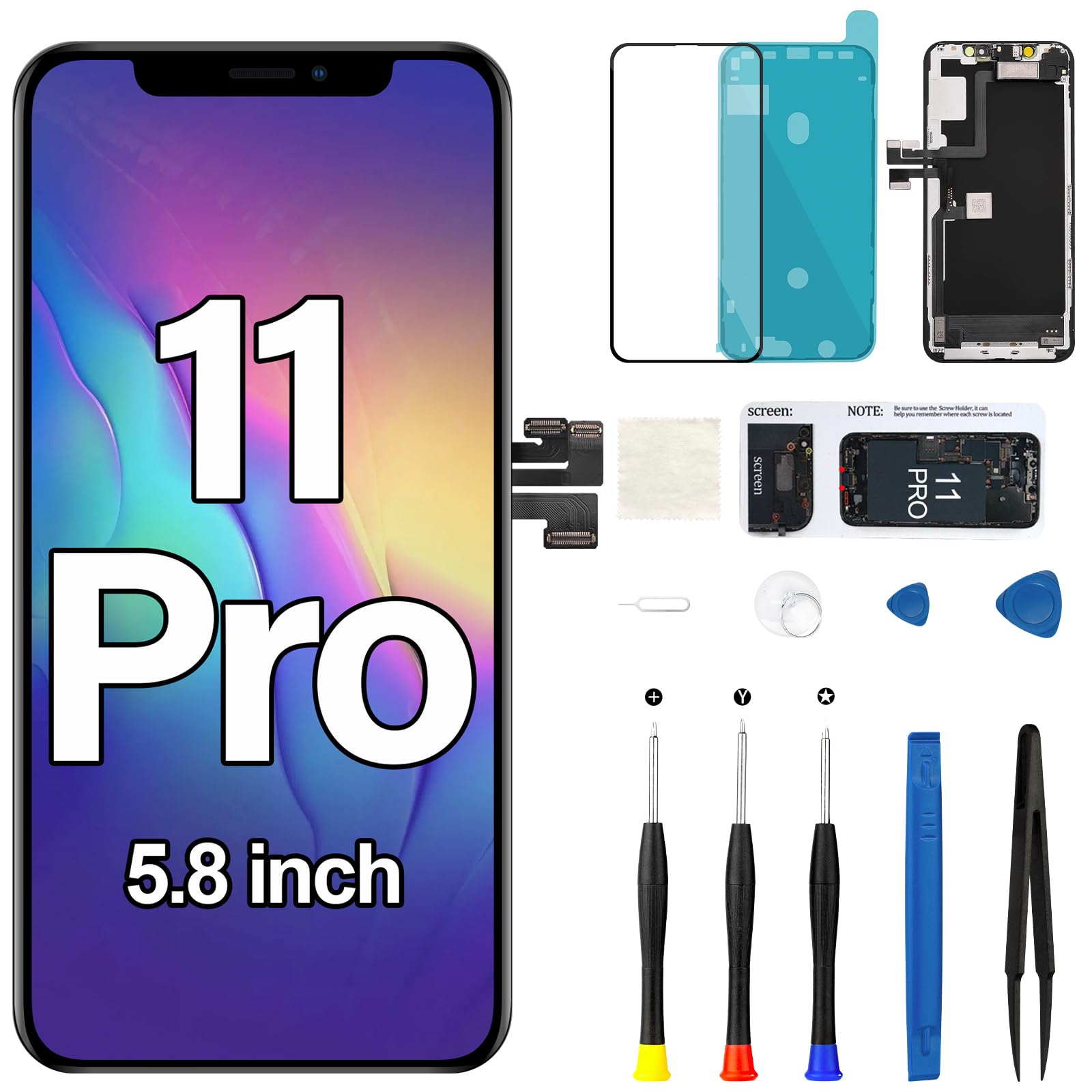Écran tactile 3D pour iPhone 11 Pro bloc complet LCD avec capteur proximité A2160 - 8