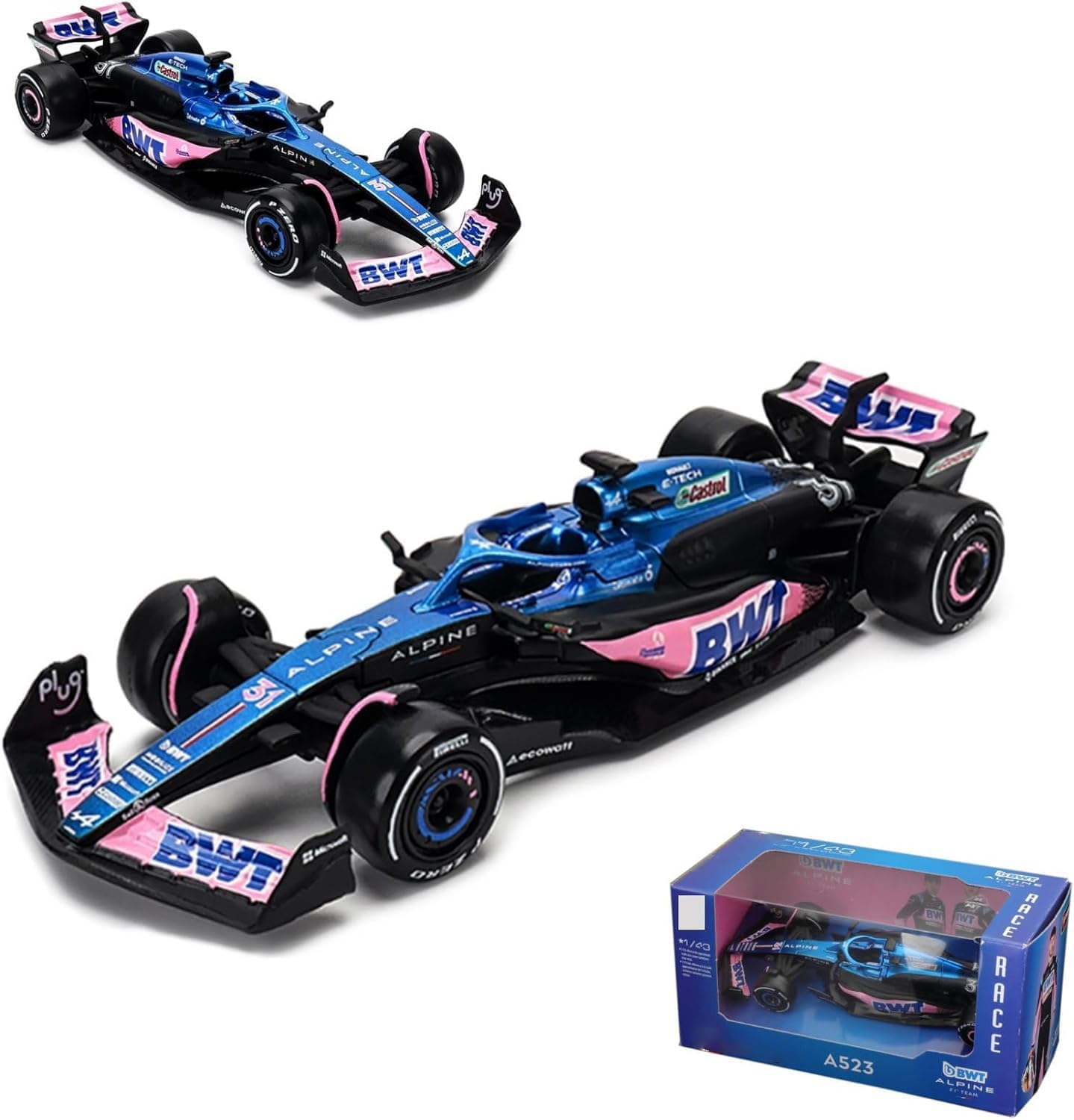 HTLNUZD Bburag 2023 1/43 F1 Team A523#31 E.Ocon Alloy Racing Car Model for BWT-Alpine Die Cast Adult Collection Cars Gift