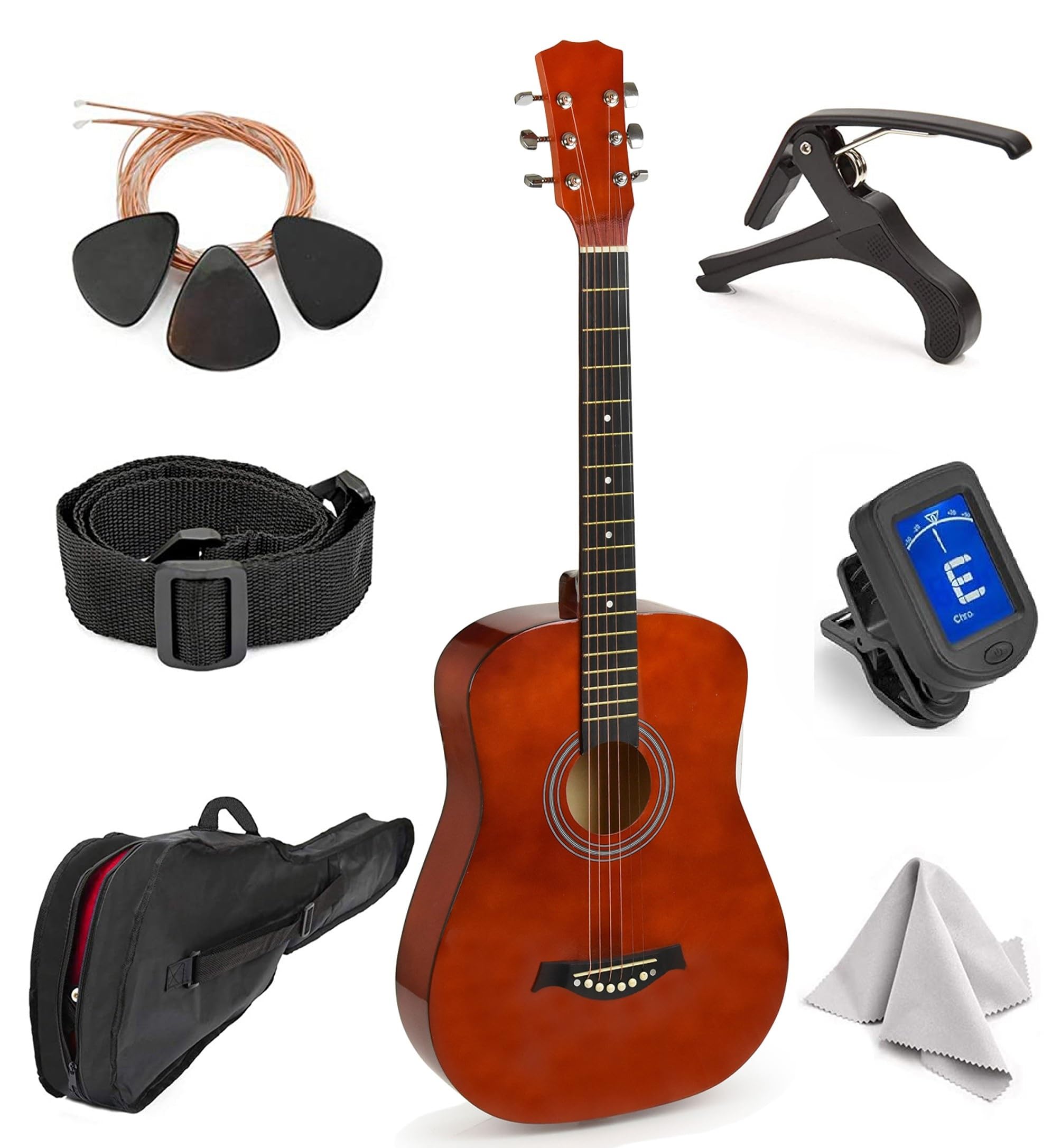 Klasyczna gitara akustyczna dla dzieci od MasterPlay - 76 cm gitara dla początkujących dla uczniów - zestaw startowy strun akustycznych: torba na gitarę, tuner, pasek, dodatkowe struny, kostki