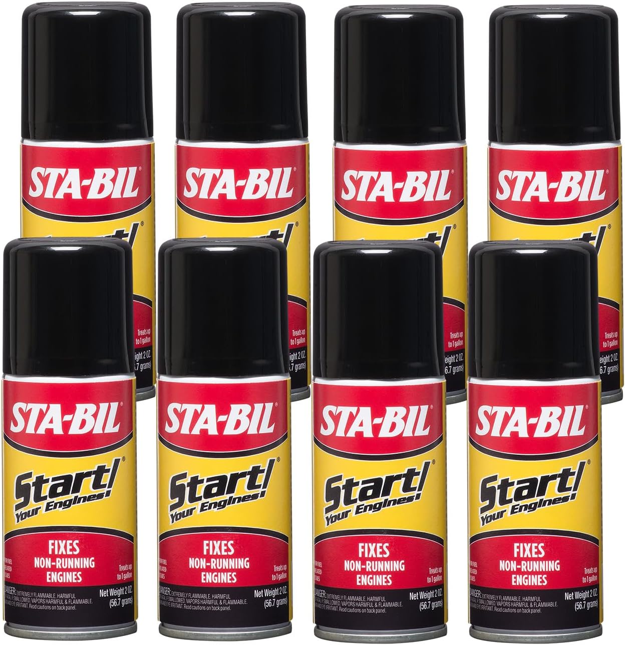 STA-BIL (21214-8PK Start Your Engines! - Fixes Non-Running Engines - Revitalizes Fuel and The Entire Fuel System - Treats Up to 1 Gallon, 2 oz. 8 Pack