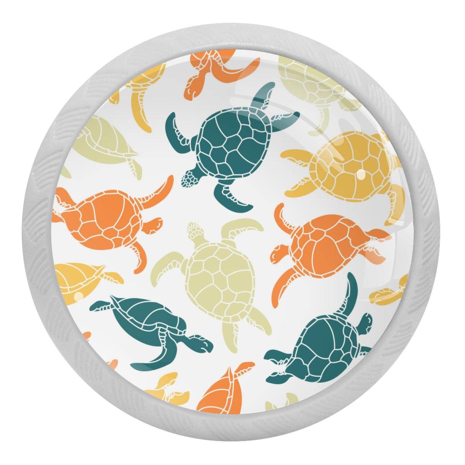 Poignées de tiroir 3,5 cm tortue de mer vert fluorescent pour commode de cuisine lot de 4