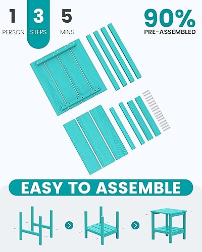 Miniatura 6 de SERWALL Double Adirondack - Mesa auxiliar rectangular, color negro