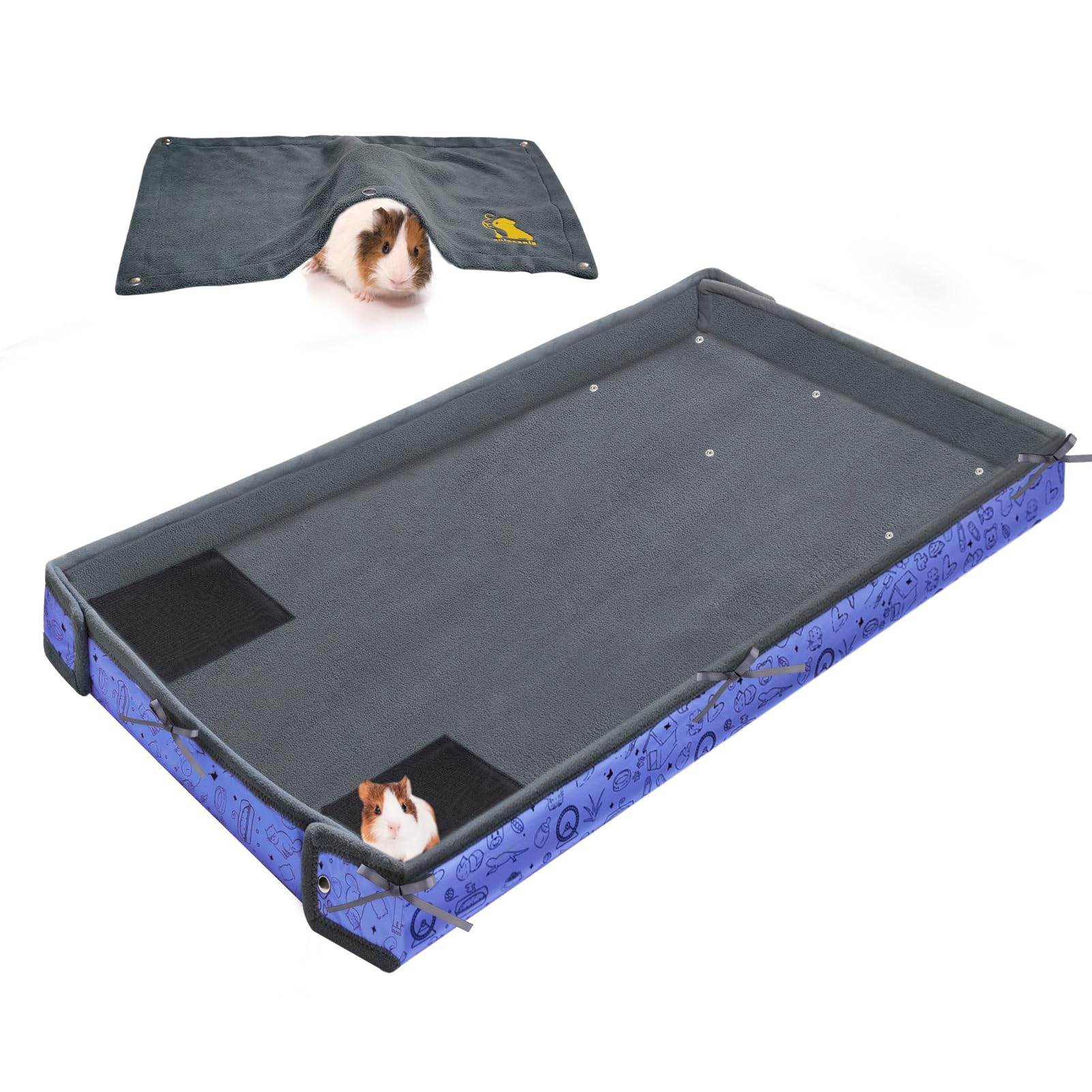 JDMOLG Washable Guinea Pig Cage Liner - Waterproof Fleece Bedding With Hideout Pocket, Fits Midwest Cage (Blue) - View #12