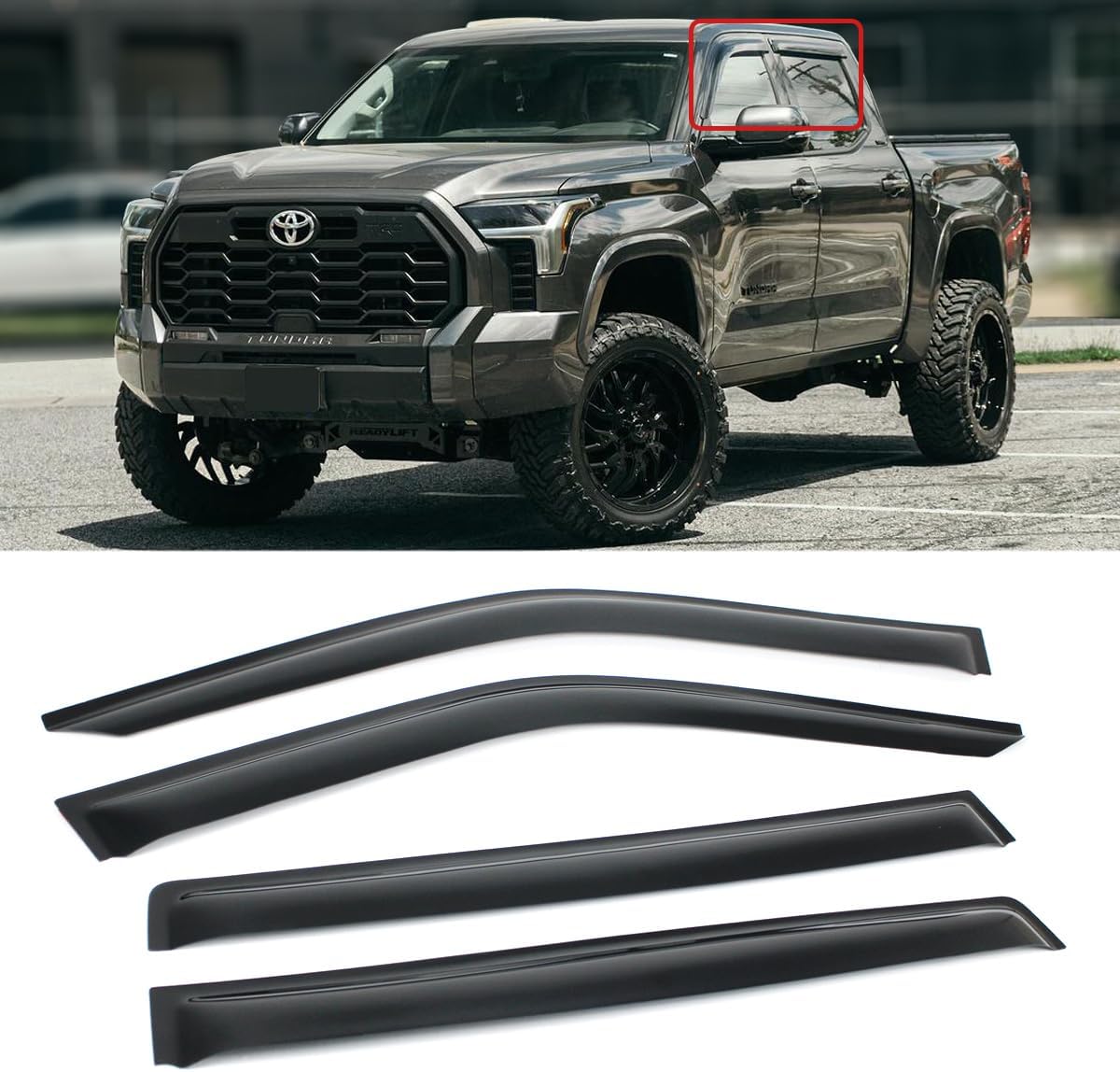 Fits for 2022-2026 Toyota Tundra CrewMax JDM Style Window Visor Rain Guards Wind Deflectors SR SR5 Limited Platinum TRD Pro / 2023 2024 2025