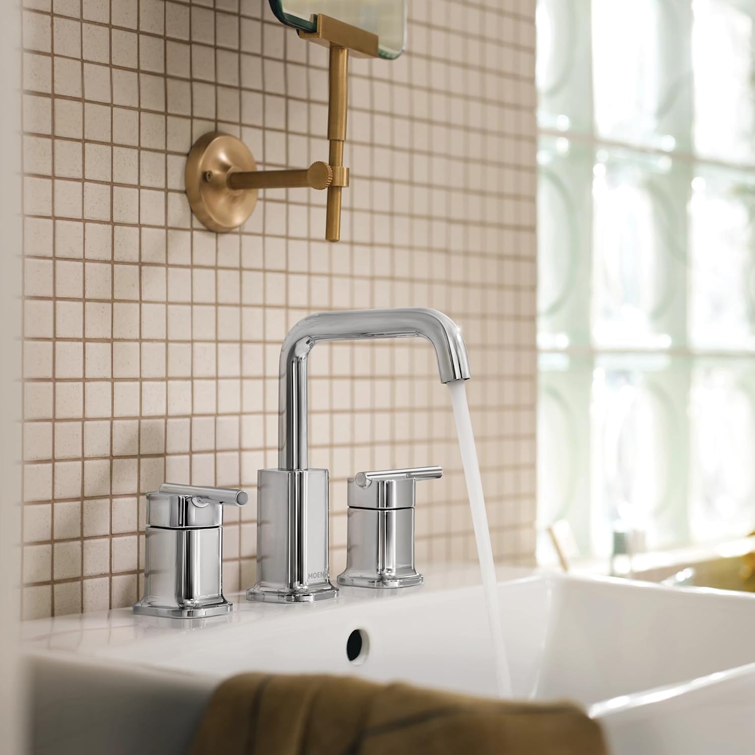 Moen Inara Chrome Widespread Bathroom Faucet with Drain Assembly for 3-Hole Applications, 84043