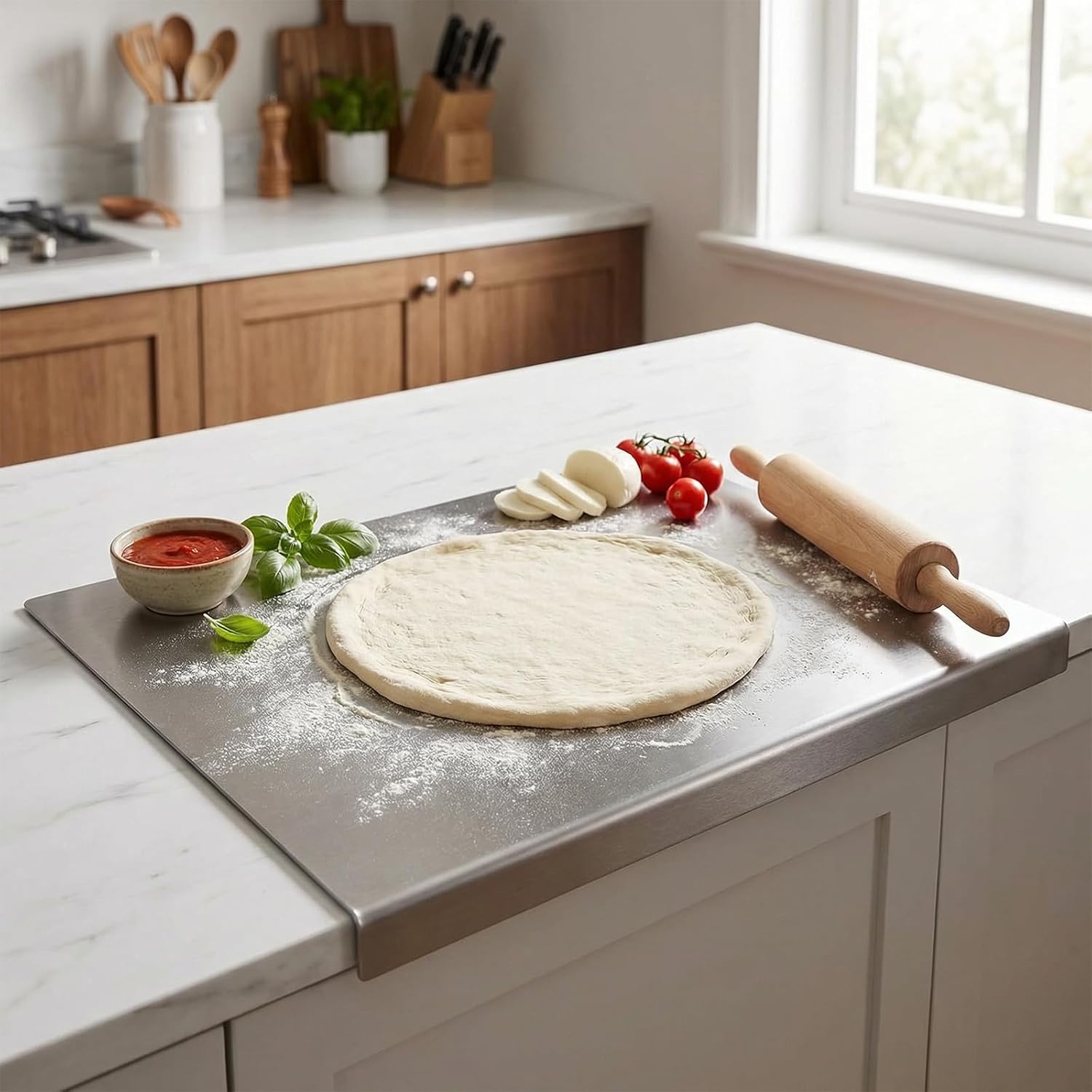 15.7''L x 11.8''W Cutting Board, 304 Stainless Steel Cutting Boards for Kitchen, Meat Cutting Board, Metal Cutting Board for Fruits, Vegetables, Bread, and Baking, Small Cutting Boards Easy To Clean