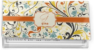 Swirly Floral Vinyl Checkbook Cover (Personalized)