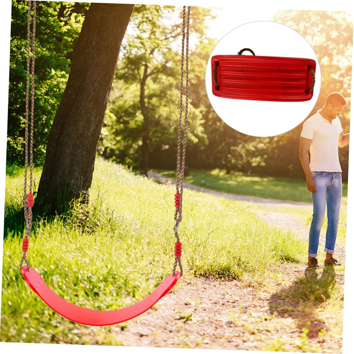 Healifty Hanging Tree Swing Seat for Outdoor Playground EVA Soft Board with Strong Load Bearing Non Slip Rope Swing for Indoor and Outdoor Use
