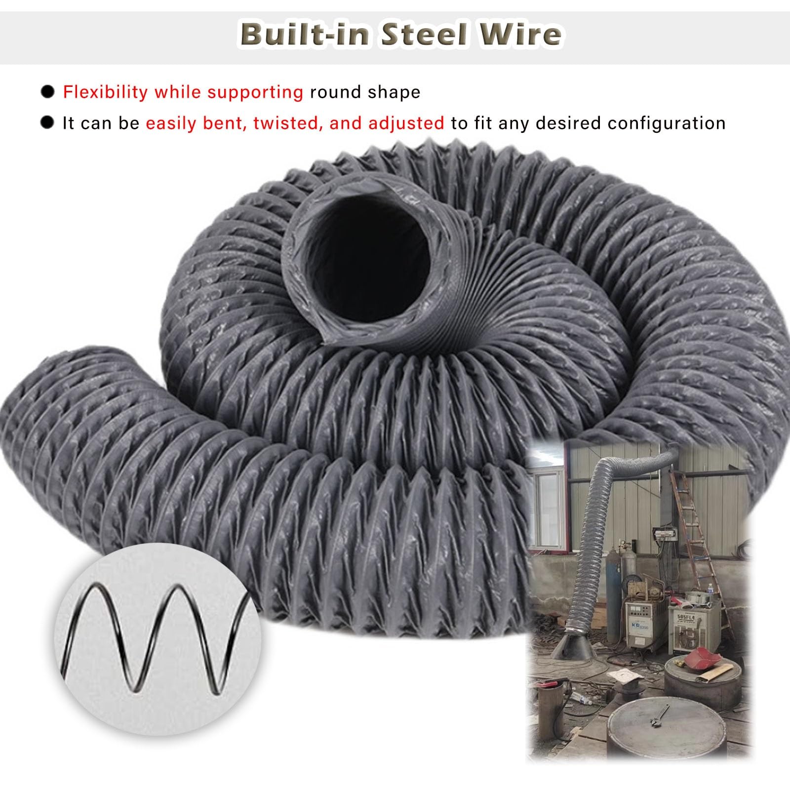 Tubo Flexible Tubo Secadora Manguera De Conducto De 100-150 Mm Aislada, Manguera Flexible Para Ventilación De Secadora, Manguera De Escape De Aire Acondicionado Portátil Universal Con Abrazadera, Mang