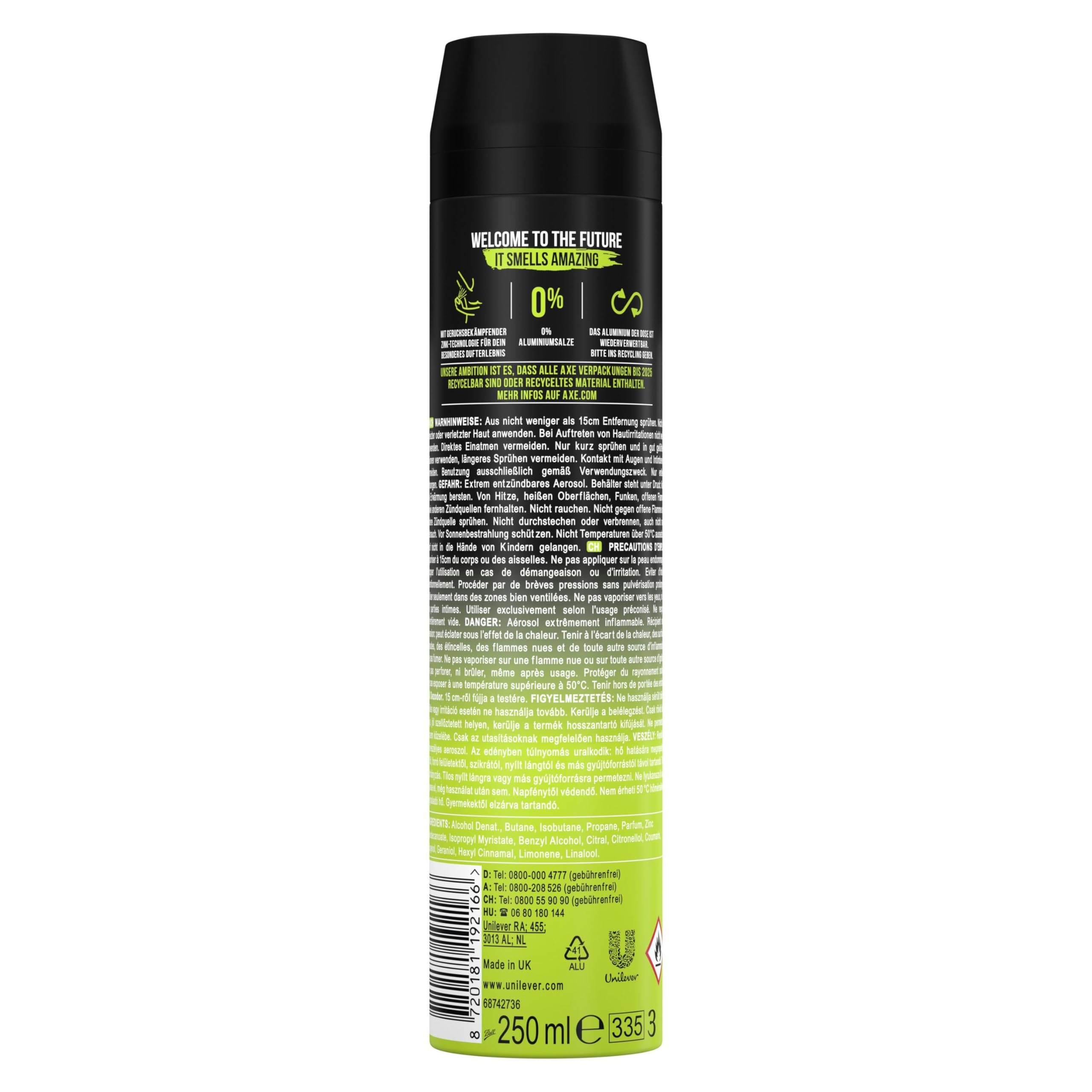 Axe Bodyspray Epic Fresh Deo ohne Aluminium sorgt 48 Stunden lang für effektiven Schutz vor Körpergeruch 250ml 6 Stück