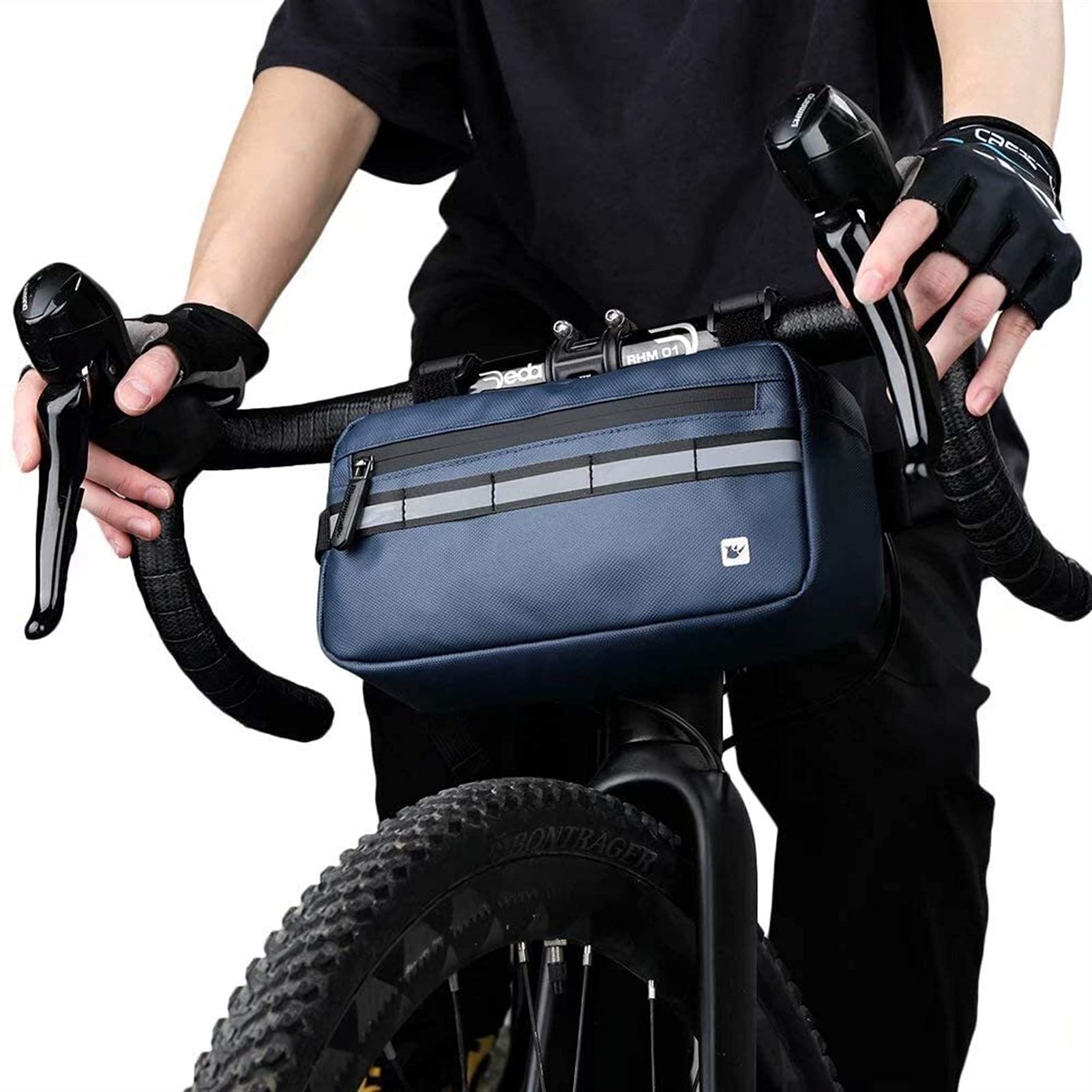torba rowerowa, Torba na kierownicę roweru Wielofunkcyjna torba przednią rączkę rowerowa do jazdy rowerze szosowym talię klatkę piersiową ramię(Blue)