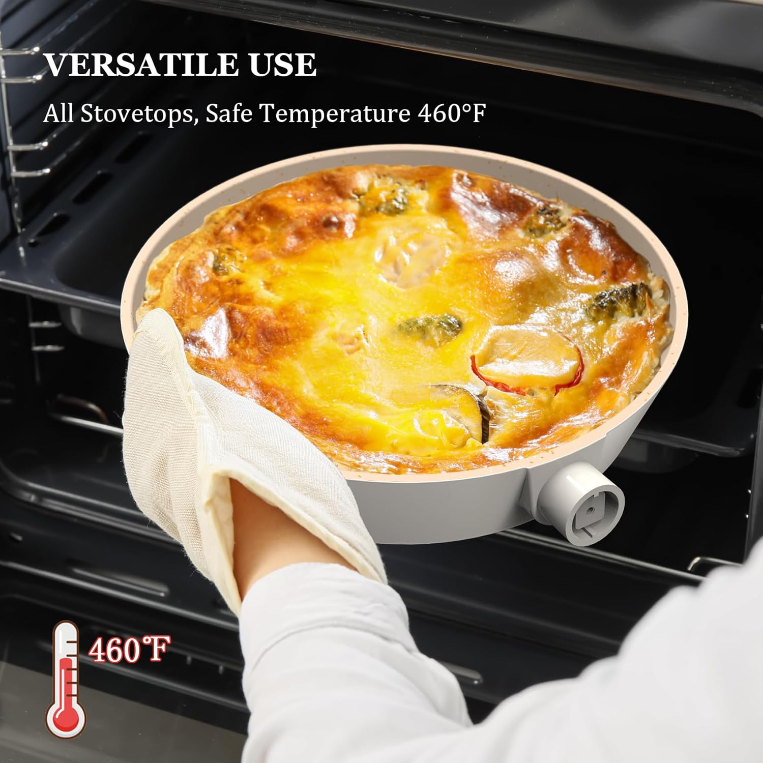 imarku Pots and Pans Set Non Stick, 10 Pcs Granite Cookware Set, Removable Handle Pots and Pans, PFOA Free, Oven Safe Pan, Cream, Birthday Gifts for Women Men