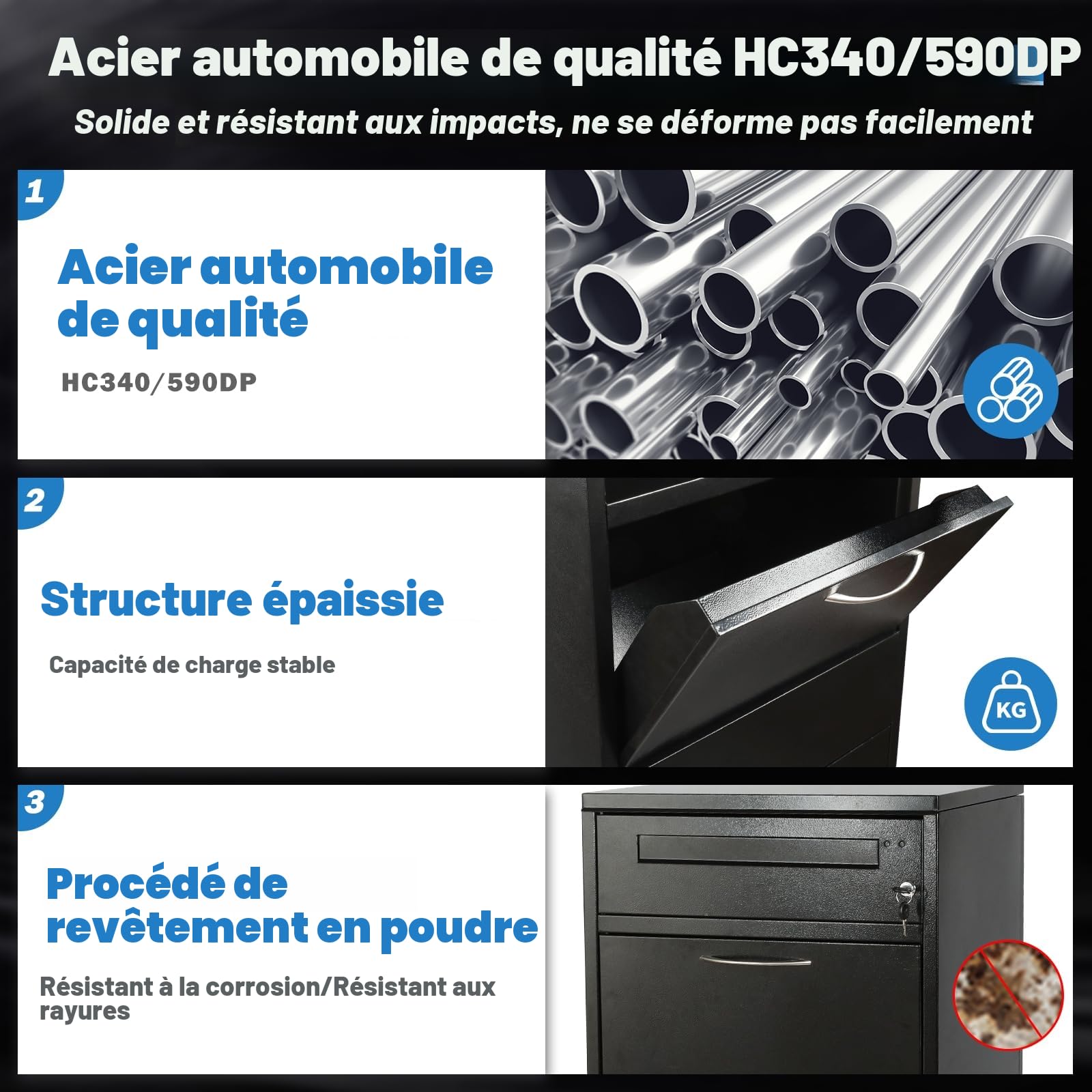 Boîte aux lettres boîte à colis pour l'extérieur, grande boîte à colis avec serrure à combinaison, boîte aux lettres en acier acier inoxydable, boîte aux lettres à colis avec fonction étanche et
