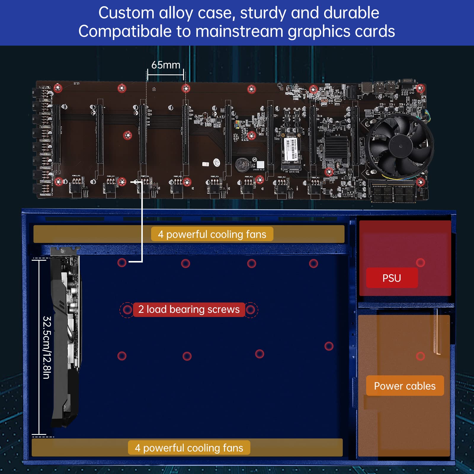 Hiveos Ethereum 2080s Hashrate 8GPU Mining Rig Complete Crypto Miner With  Windows10,Including 8GPU Mining Motherboard