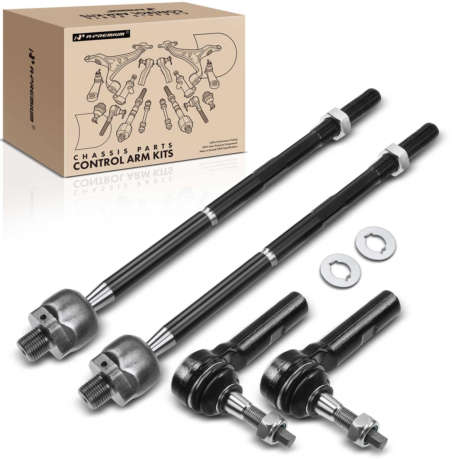 A-Premium Set Of 4, Front Inner & Outer Tie Rod End Kits