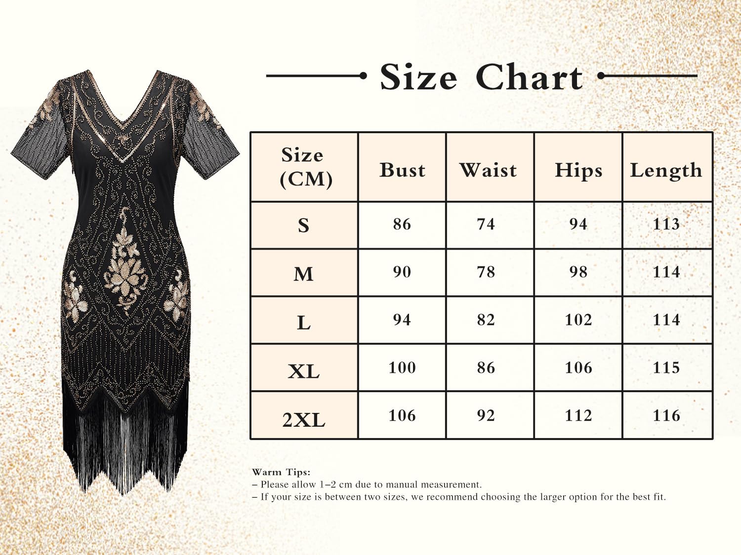 ELFIN Abito da donna anni '20, con frange e paillettes, accessorio per costume anni '20, con fascia, copricapo, guanti lunghi neri, collana