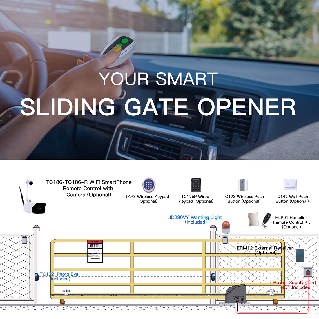 TOPENS RK500T Automatic Sliding Gate Opener Heavy Duty RackDriven