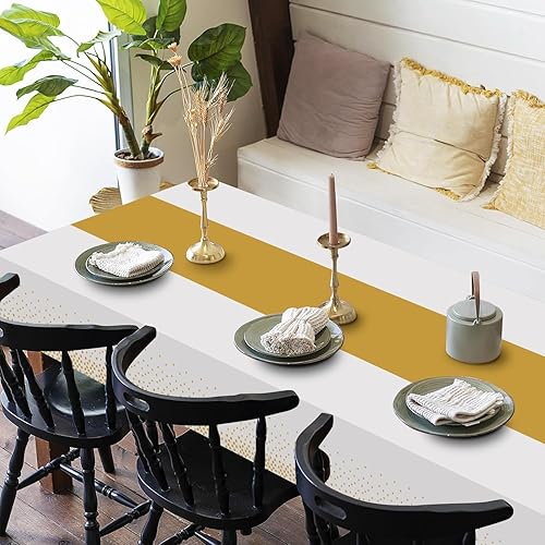 Miniatura 4 de Paquete de 3 manteles de plástico desechables 2 en 1 de 54 x 108 pulgadas, manteles rectangulares para fiestas, bodas, cumpleaños, baby shower