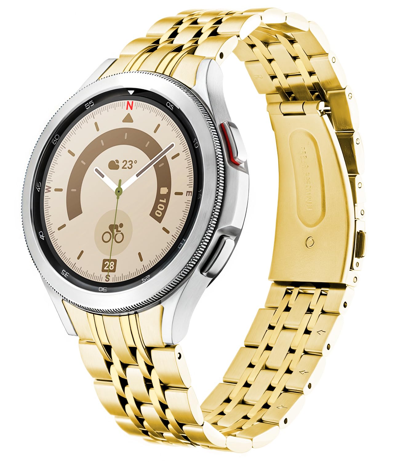 Pencoda No Gap Band Compatible with Samsung Galaxy Watch 7/FE/6/5/4 Pro Classic 43mm 47mm 45mm 40mm 44mm 42mm 46mm, No Gap Stainless Steel Replacement