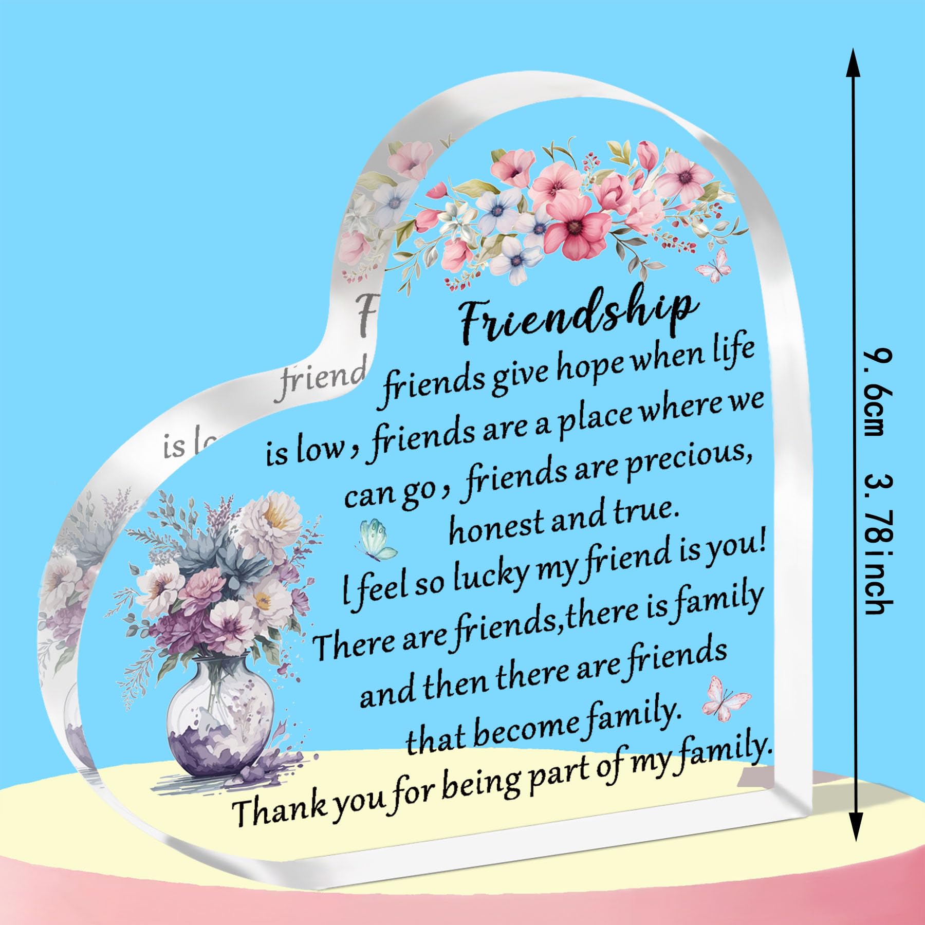 WTOPP Friendship Gifts,Acrylic Plaque Friendship Gift For Her,Long Distance Relationship Gifts,Best Friend Gift,Bestie Gifts - Image 2