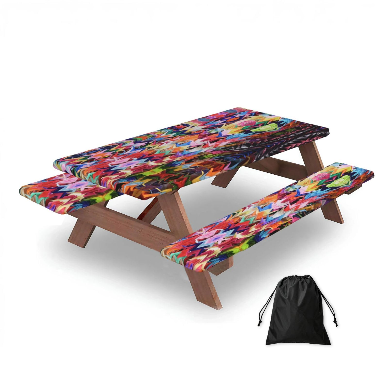 Zqytgfdc Black Origami Paper Cranes Rectangular Water-Repellent Picnic Tablecloths, Outdoor Camping, Picnic, Bbq
