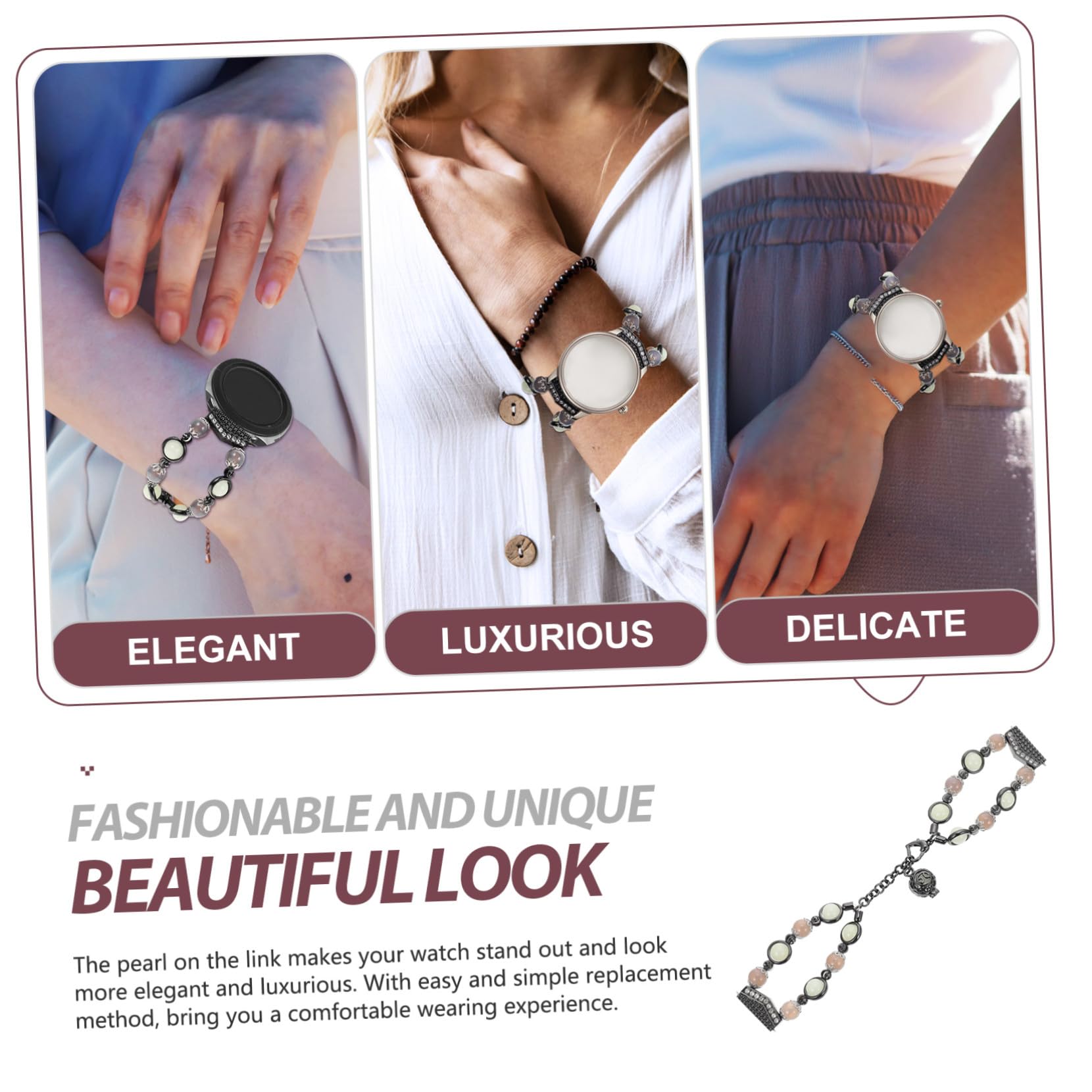 2 Piezas Correa de Perlas para Watch Active Pulsera Decorativa Resistente y Fácil de Cambiar Elegante y Cómodo