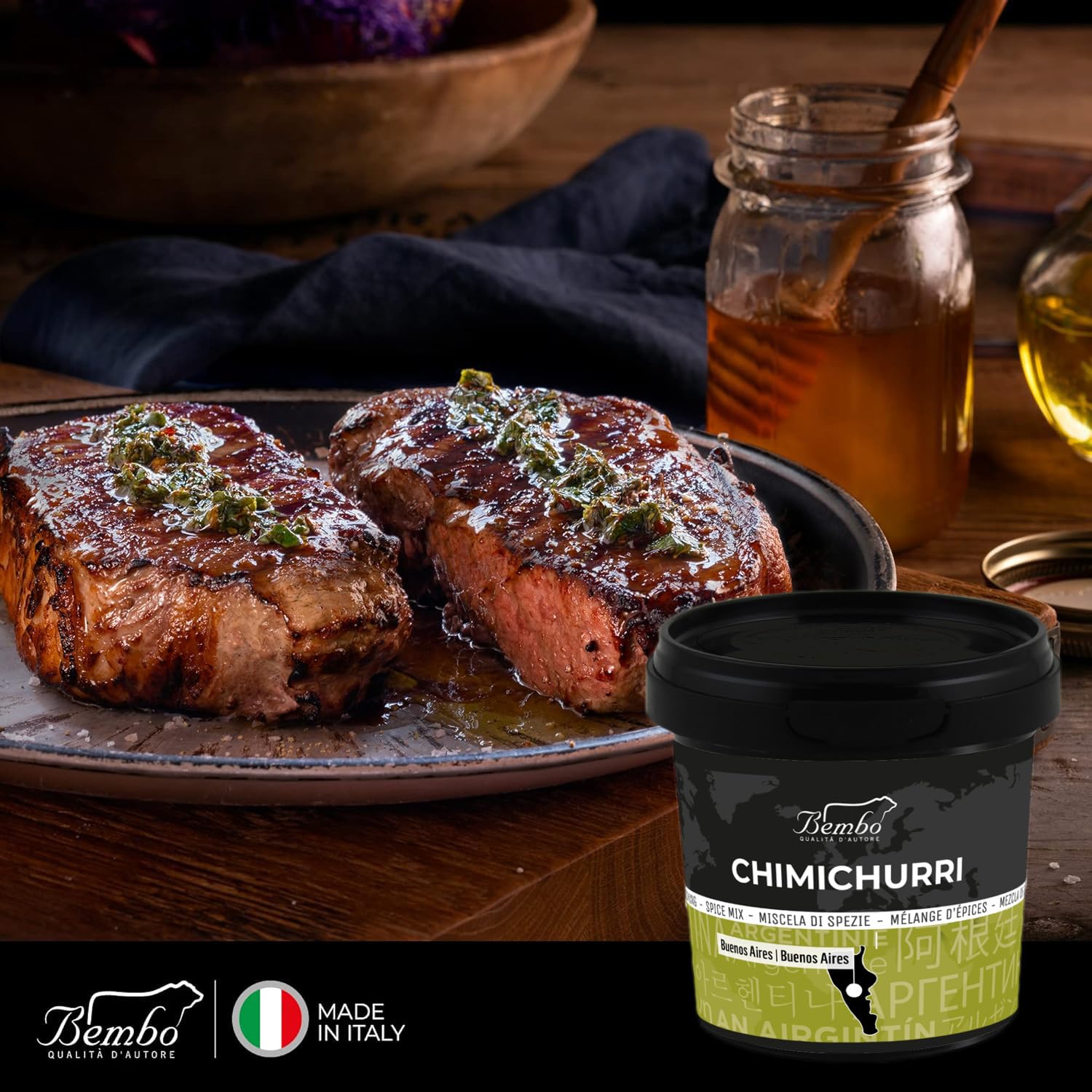 Chimichurri Rub Bembo 300 g - Per Asado, Maminha, Picanha, Pesce e Verdure – Porta il Tuo Barbecue ad un Nuovo Livello - La Miscela Regina del Churrasco - (Chimichurri 300 g)