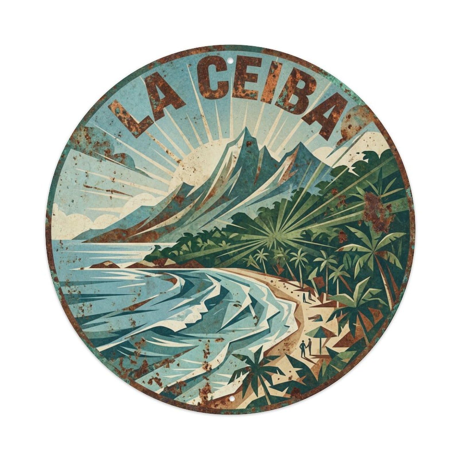 Honduras Vintage Travel La Ceiba Metal Tin Sign