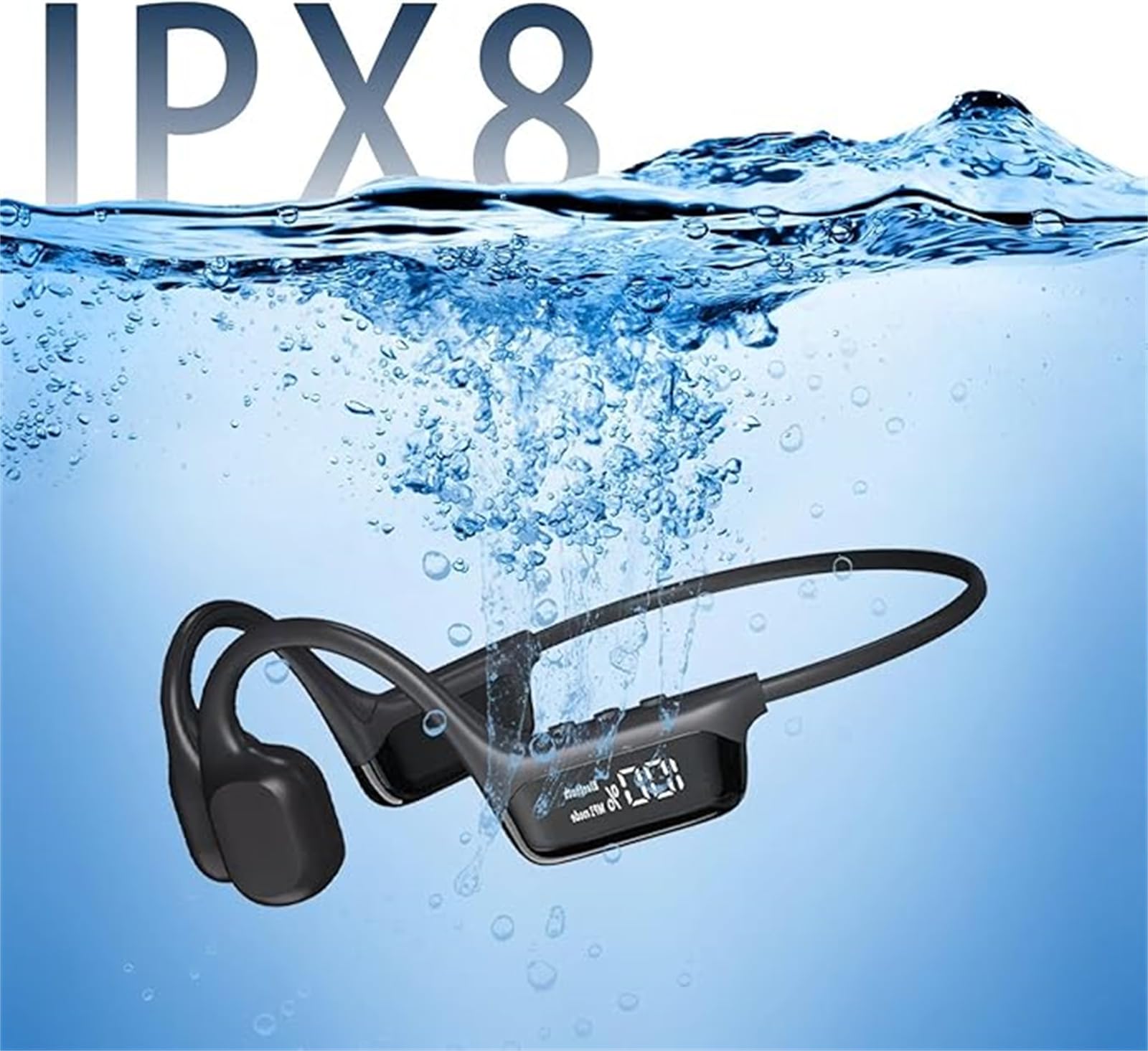 Sekoda Bone Conduction Headphones Écouteurs Bluetooth à Conduction osseuse IPX8, légers et Ouverts, Parfaits pour la Natation, la Course et Le Sport