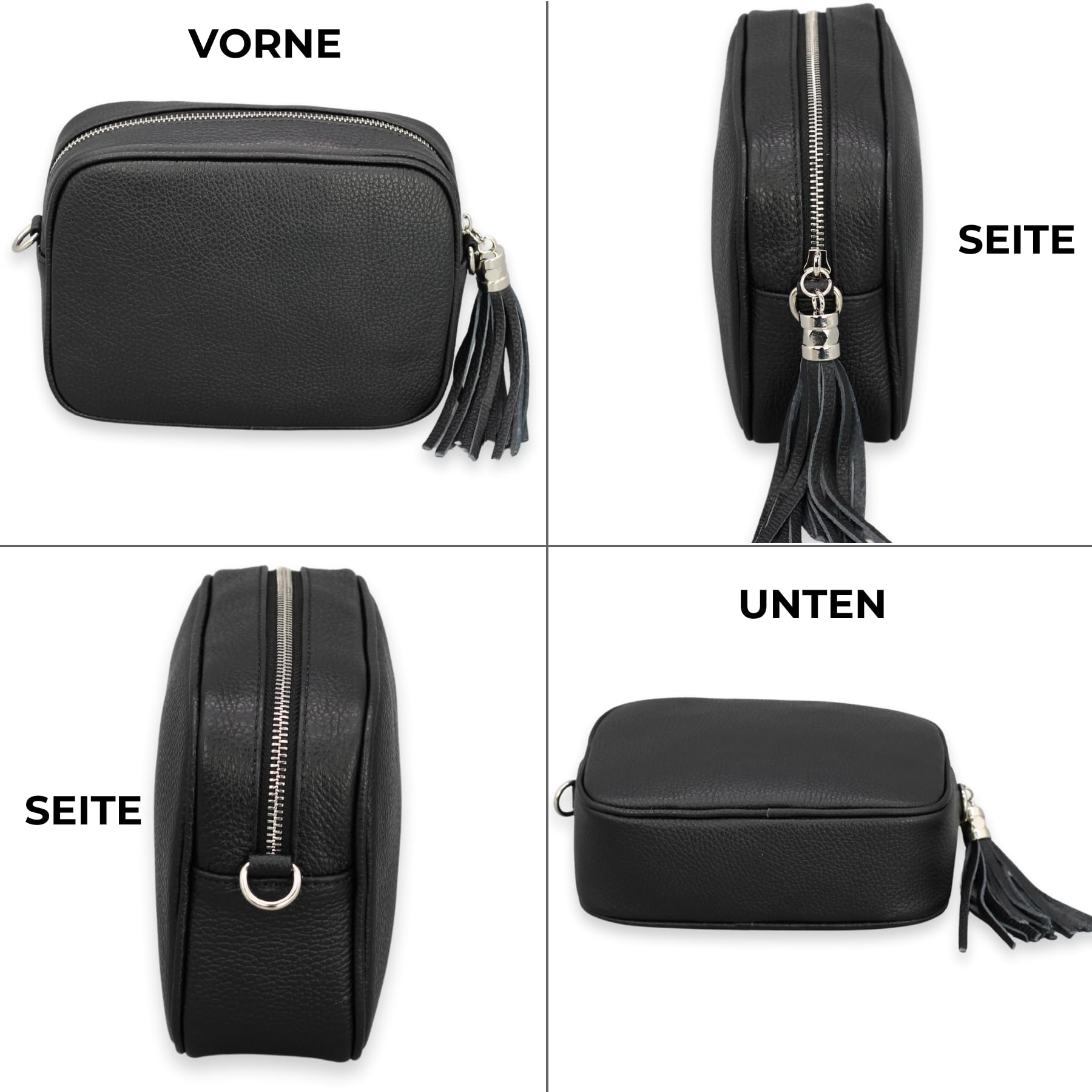 Brise Art KIRA Silber Umhängetasche Echtleder Handgefertigt Crossbody Bag