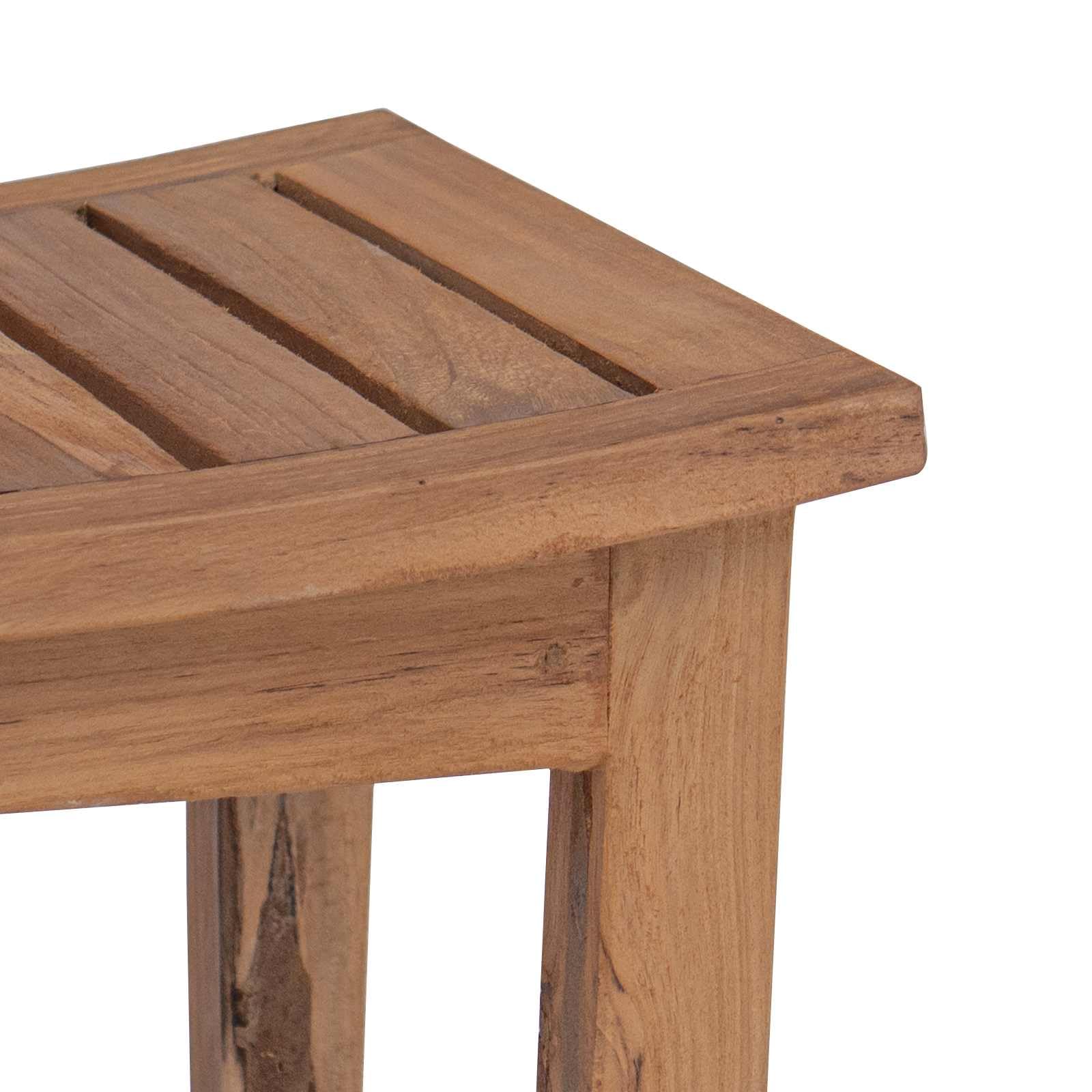 Bad Beistelltisch Natur aus massivem Teakholz, 50 x 35 x 45 cm Stauraum für Badzubehör im Innenbereich, Ablage für Seifenschale und Handtücher
