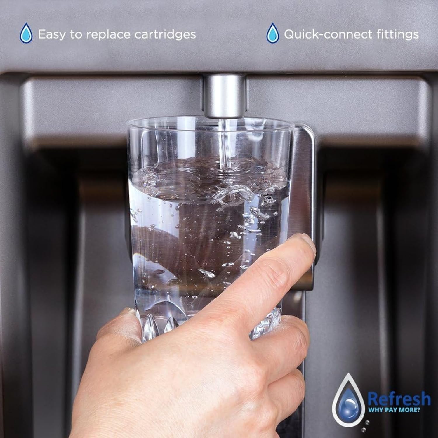 Refresh Plus NSF-53 Replacement Refrigerator Water Filter Compatible With Whirlpool 4396508, 4396510, EDR5RXD1, NLC240V, Kenmore 9085, Kitchenaid and Maytag, Reduces Chlorine Taste & Odor, 2 Pack