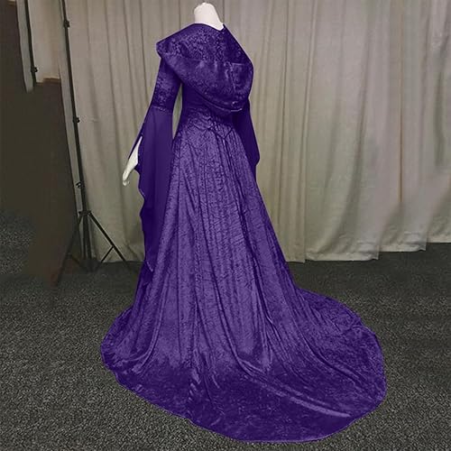 Miniatura 4 de Vestido gótico para mujer con capucha medieval, traje con corsé, renacentista, vestido victoriano