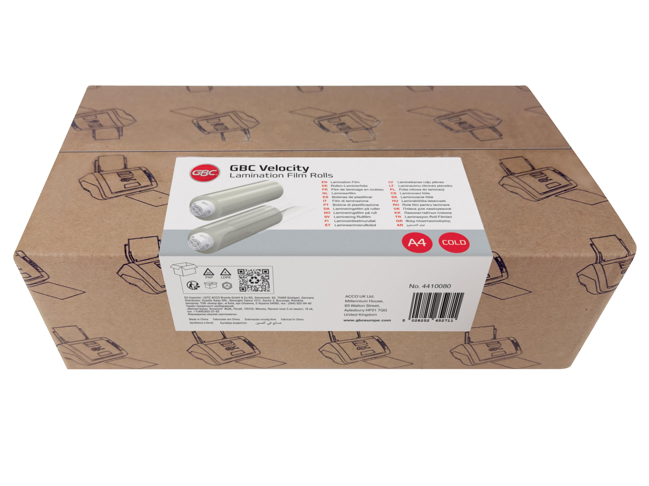 GBC Velocity Rollo de Film de Plastificación en Frío Brillo - 42,3 Metros de Film Plastificador de Alto Brillo para Hasta 130 Fundas A4 - Fácil de Cargar y Ahorro Energético