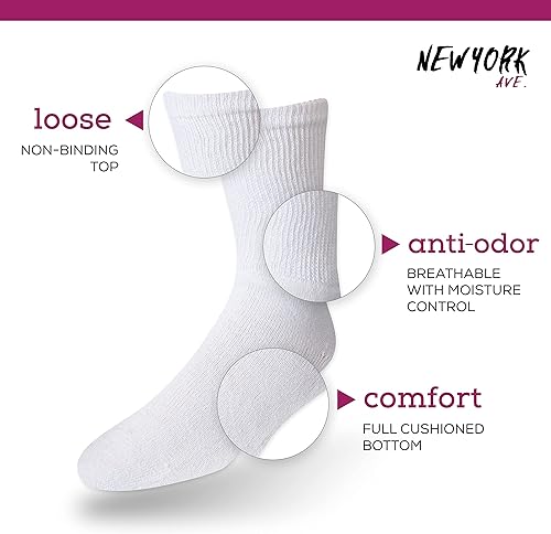Miniatura 3 de NEW YORK AVE Calcetines para diabéticos por encima de la pantorrilla, paquete de 4 unidades, extra anchos, holgados, no vinculantes, de algodón