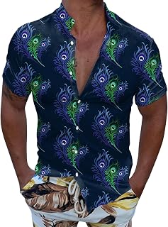 Hawaiian Shirts for Men Casual Summer Shirt Short Sleeve Linen Shirts Spread Collar Beach Shirt Hawaiian Shirt for Men Button Down Shirt Men Short Sleeve Shirts Aloha Party Beach Shirt Men's