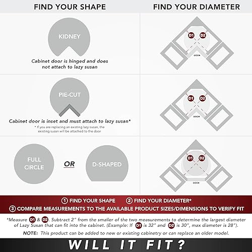 Miniatura 7 de REV-A-SHELF Susans perezosos de madera con 2 estantes para armarios de esquina