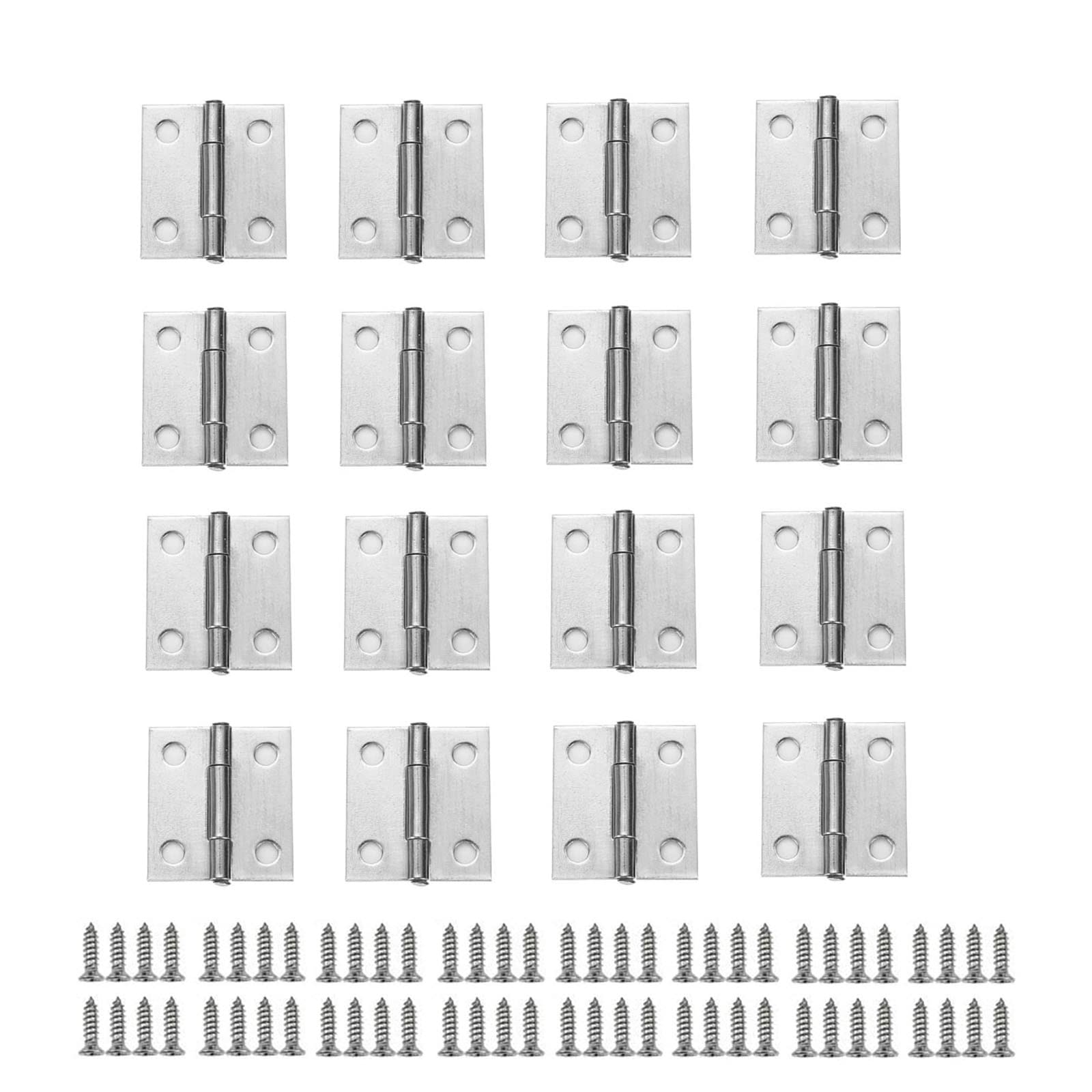 XNJIHWA SIYI-XIU 30Pcs Folding Butt Hinges Door Hinge Silver 25.5mm Stainless Steel Hinges with 120 Pcs Screws for Closet,Drawer,Window,Boxes,Gate