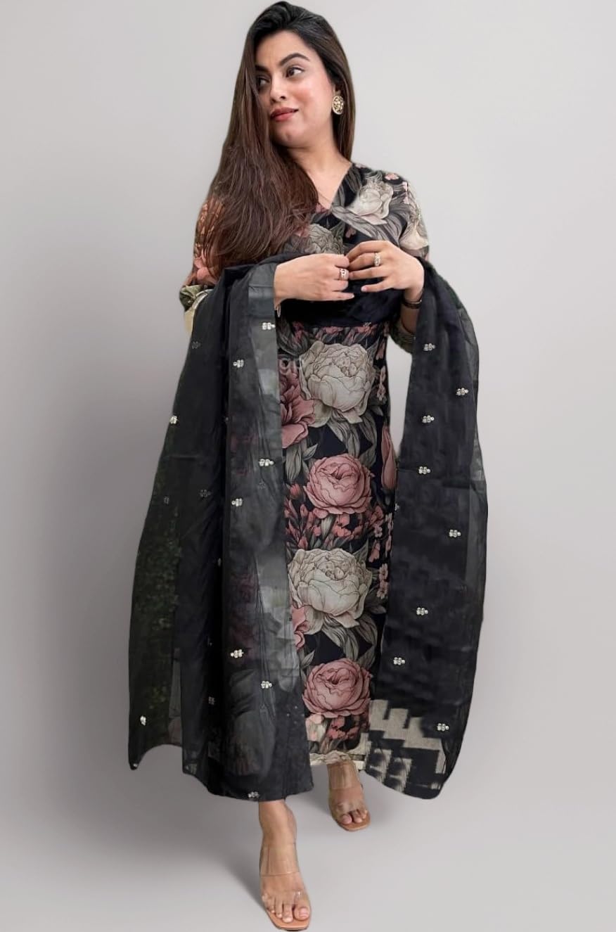 Women's Cotton Blend Kurta with Pant & Dupatta