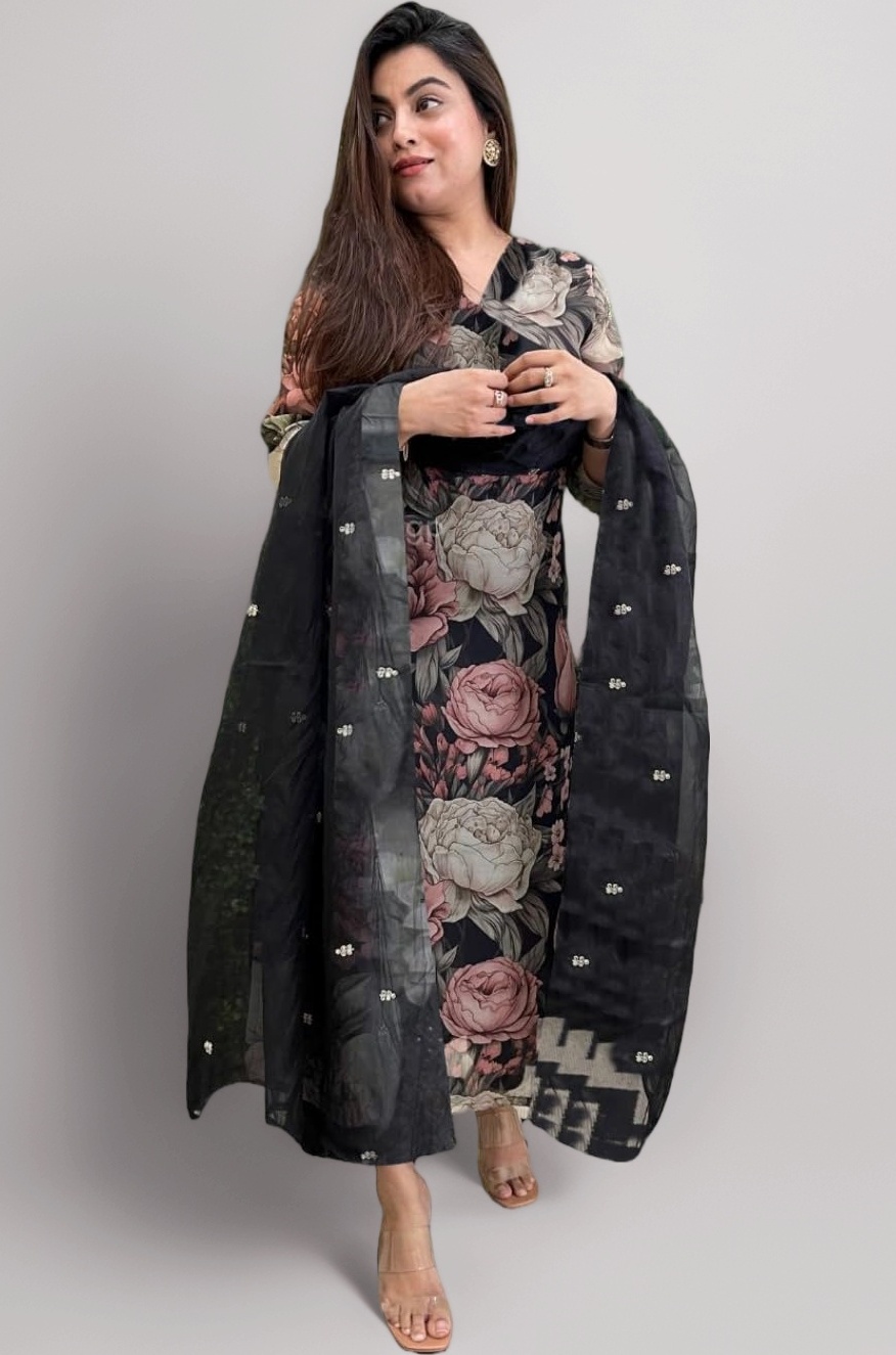 Women's Cotton Blend Kurta with Pant & Dupatta