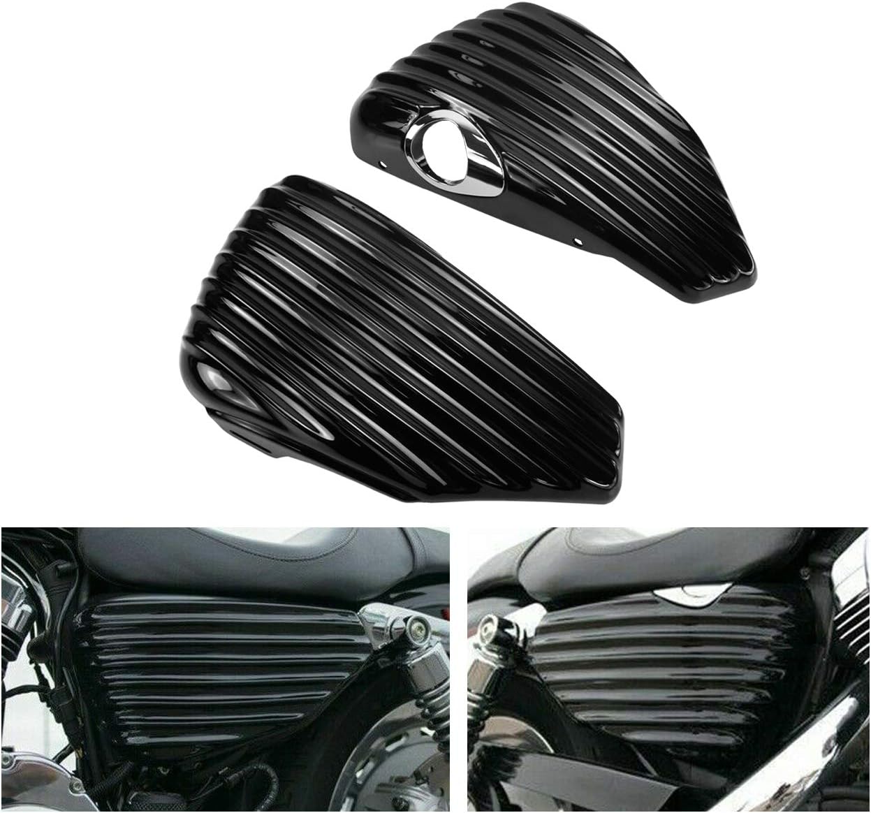 HDBUBALUS Motorcycle Battery Cover Guard Black Fit for