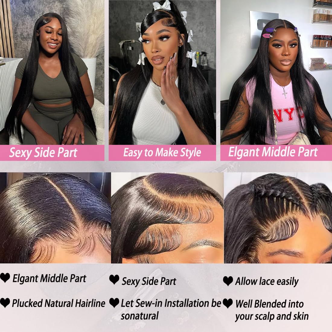 Amazon.com : Oiosir 32 Inch Lace Front Wigs Human Hair 200  display picture 2